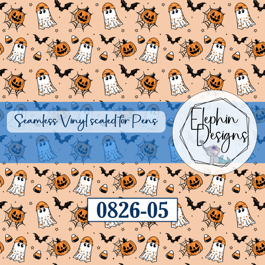 Ghost Candy Corn Seamless Printed Vinyl | 0826-05