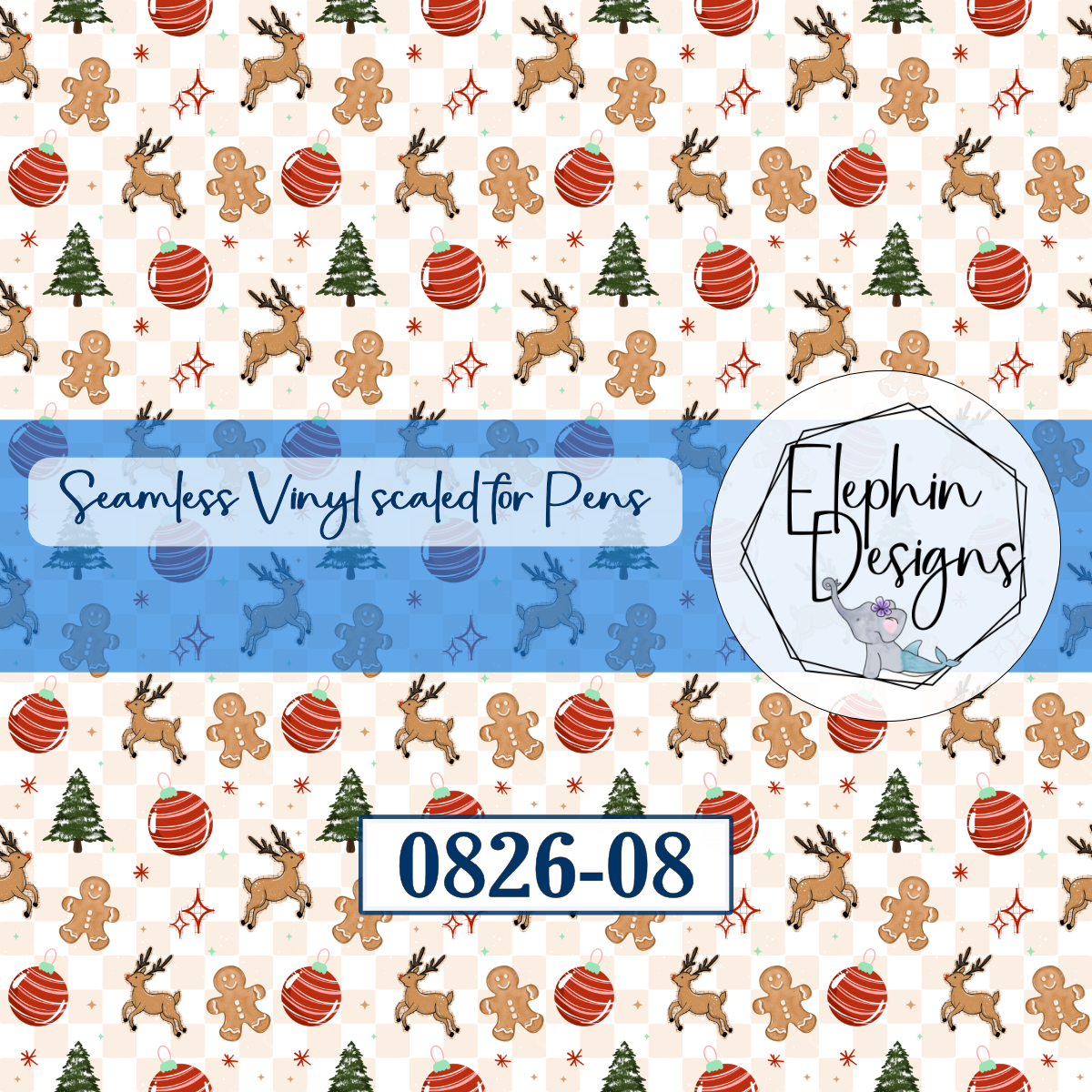 Reindeer Gingerbread Seamless Printed Vinyl | 0826-08