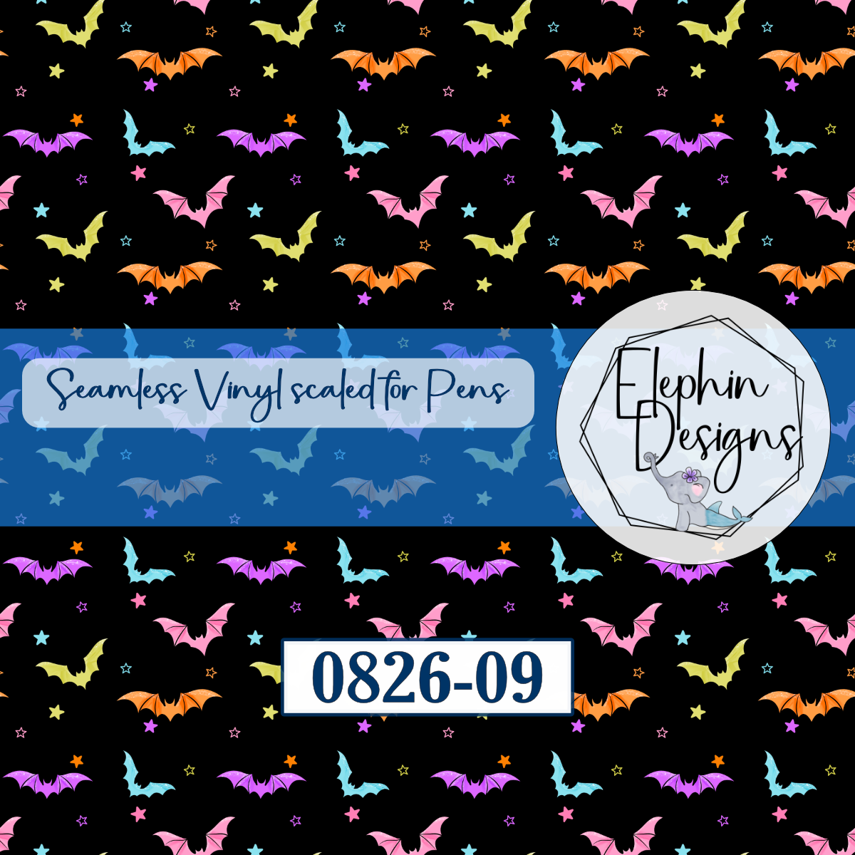 Colorful Bat Seamless Printed Vinyl | 0826-09