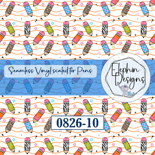 Retro Pencil Seamless Printed Vinyl | 0826-10