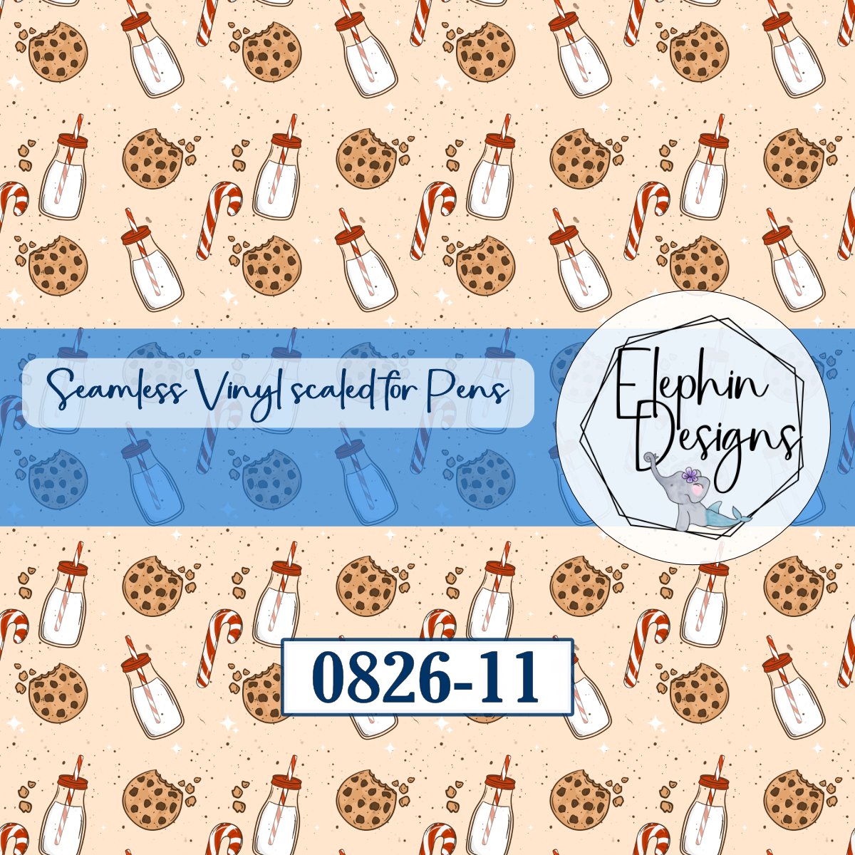 Christmas Cookies Milk Seamless Printed Vinyl | 0826-11