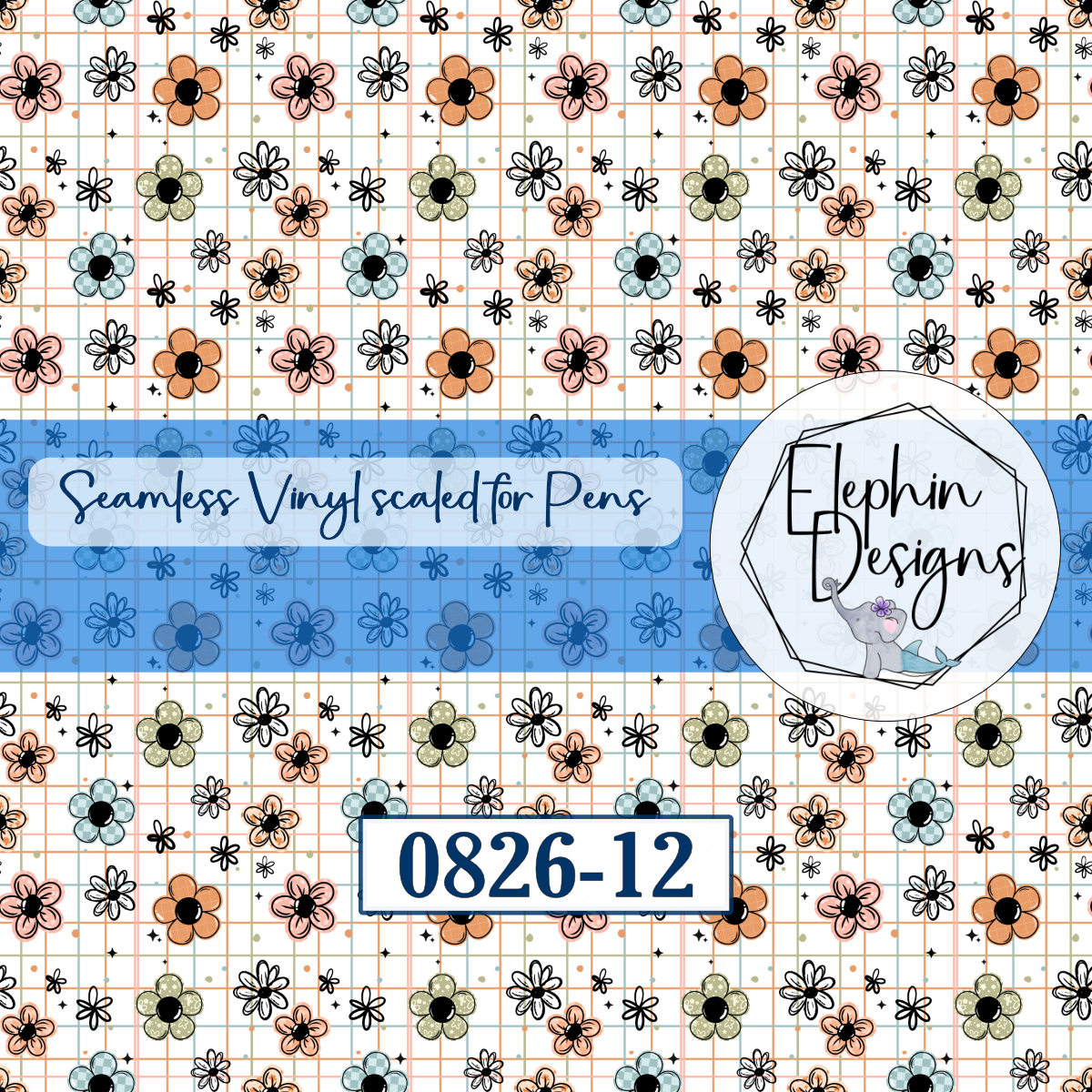 Boho Daisy Plaid Seamless Printed Vinyl | 0826-12