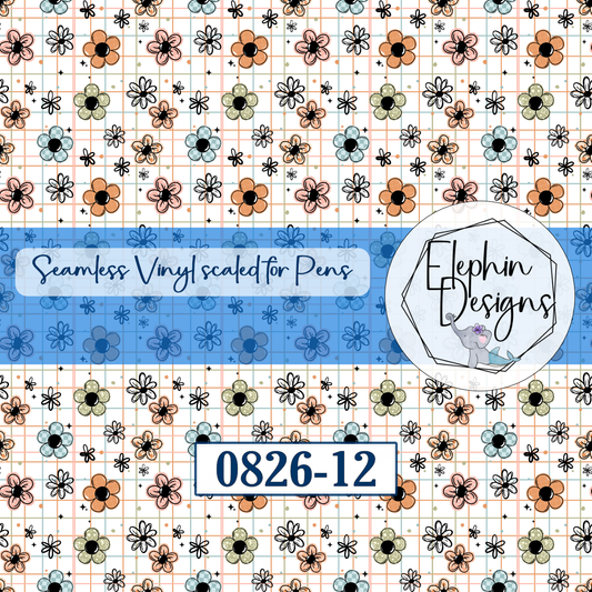 Boho Daisy Plaid Seamless Printed Vinyl | 0826-12