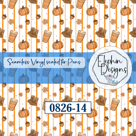Fall Pumpkin Coffee Seamless Printed Vinyl | 0826-14