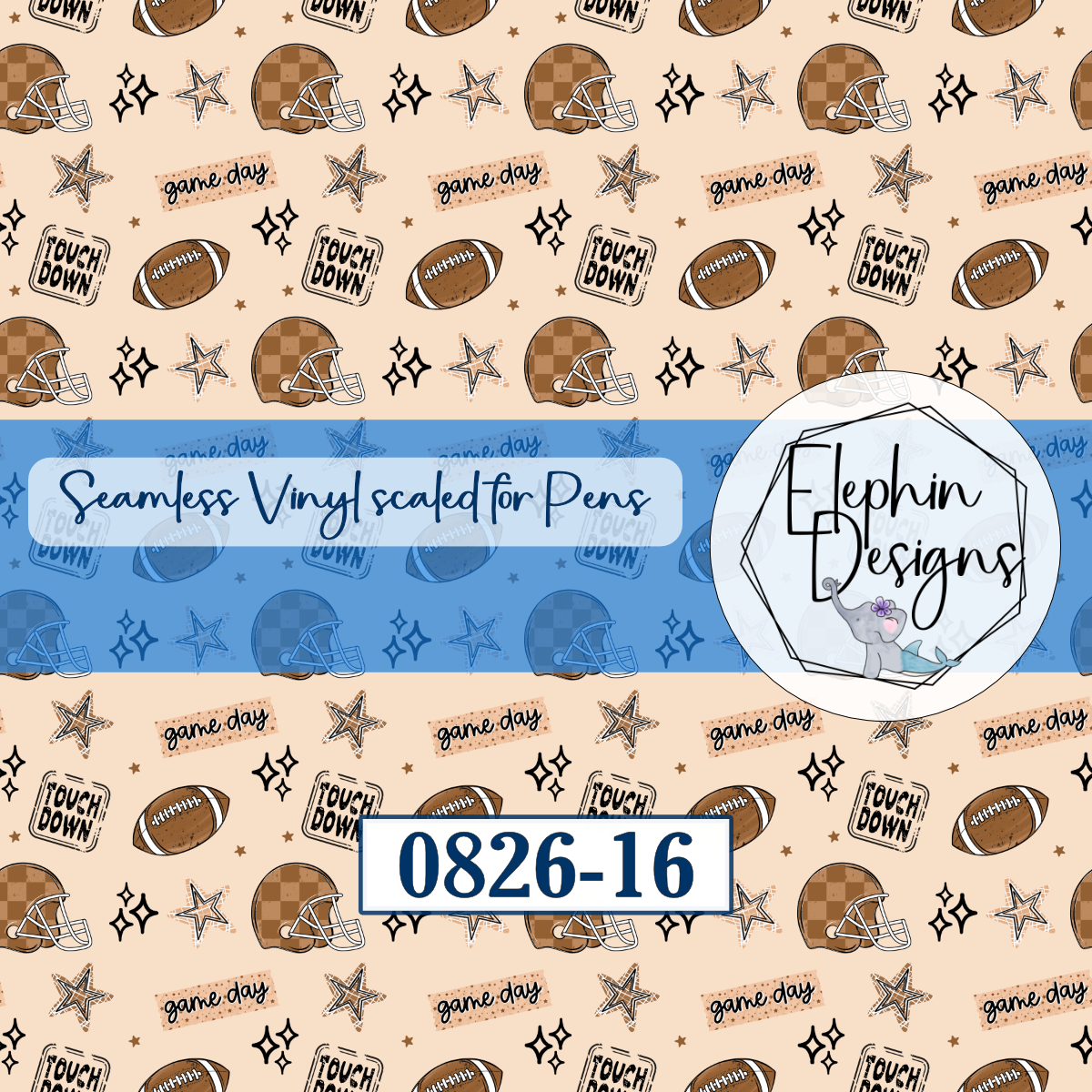 Game Day Football Seamless Printed Vinyl | 0826-16