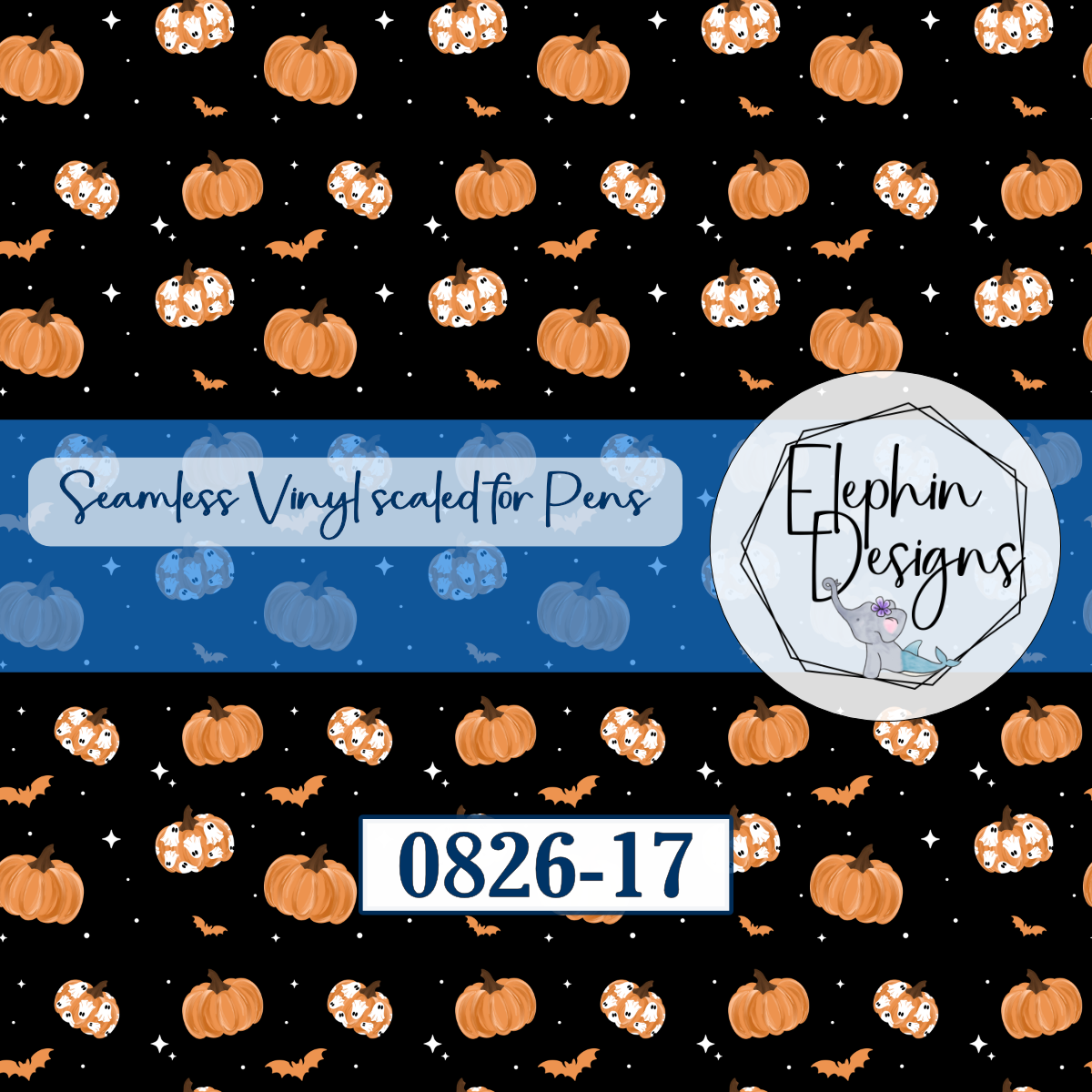 Ghost Pumpkin Night Sky Seamless Printed Vinyl | 0826-17