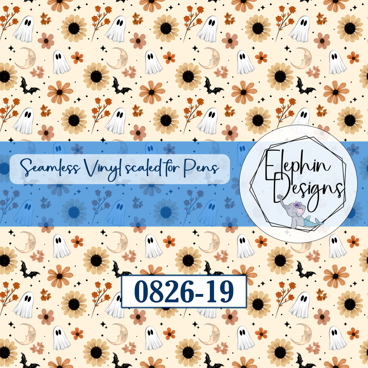 Ghost Sunflower Seamless Printed Vinyl | 0826-19