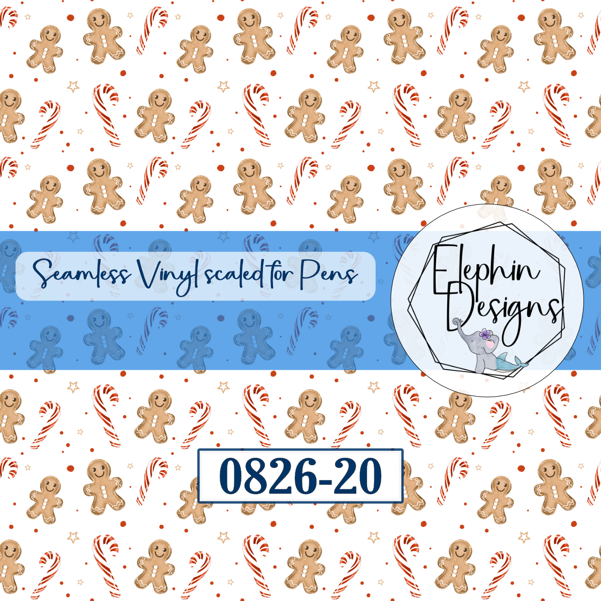 Gingerbread Candy Cane Seamless Printed Vinyl | 0826-20