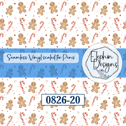 Gingerbread Candy Cane Seamless Printed Vinyl | 0826-20