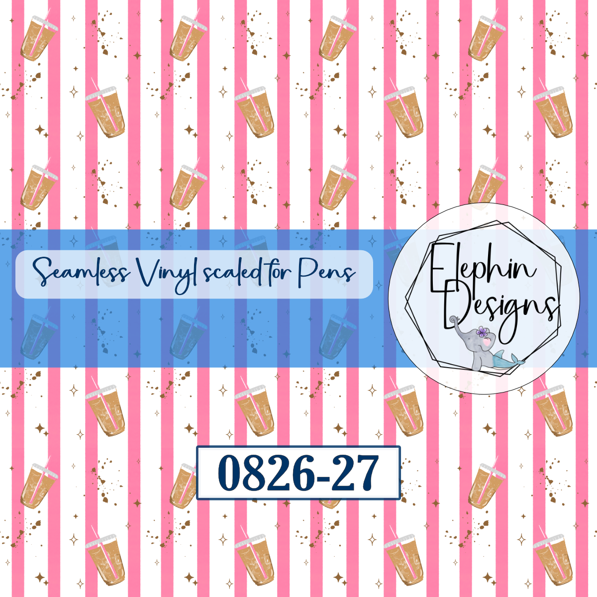 Iced Coffee Pink Stripe Seamless Printed Vinyl | 0826-27