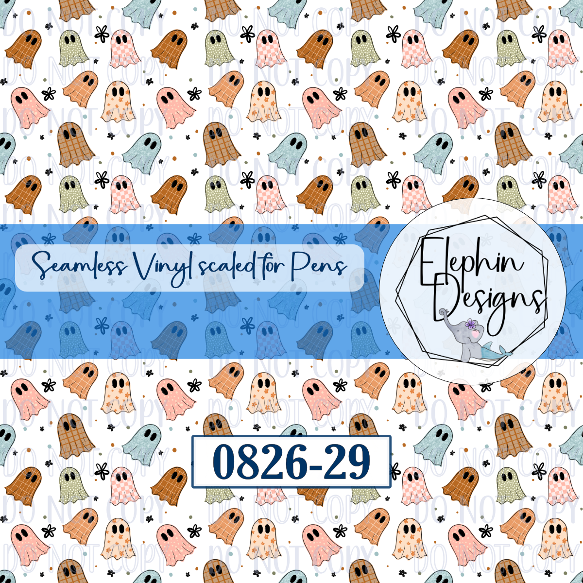 Boho Ghost Floral Seamless Printed Vinyl | 0826-29