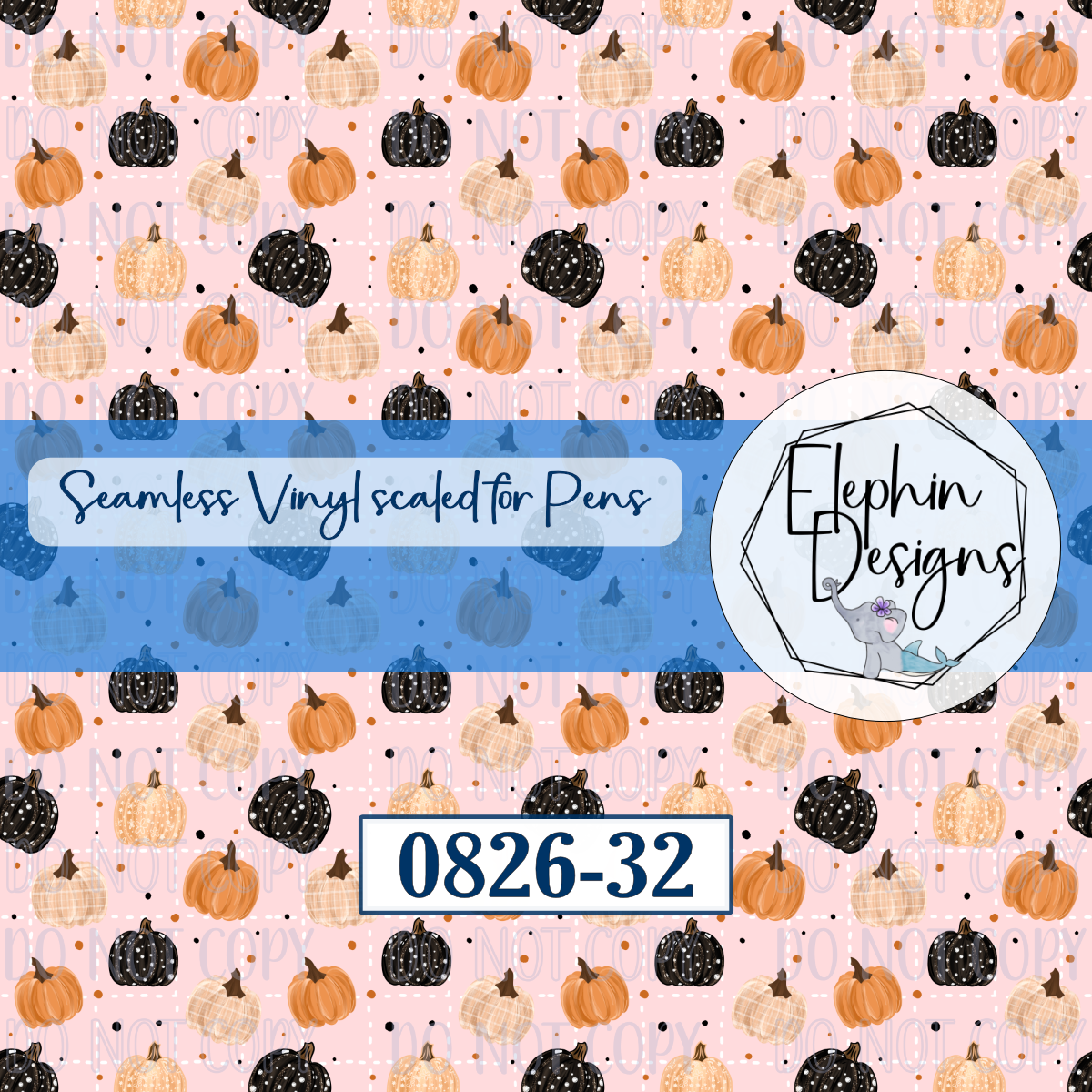 Black Orange Cream Pumpkin Pink Seamless Printed Vinyl | 0826-32
