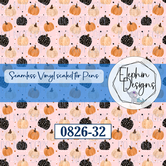 Black Orange Cream Pumpkin Pink Seamless Printed Vinyl | 0826-32
