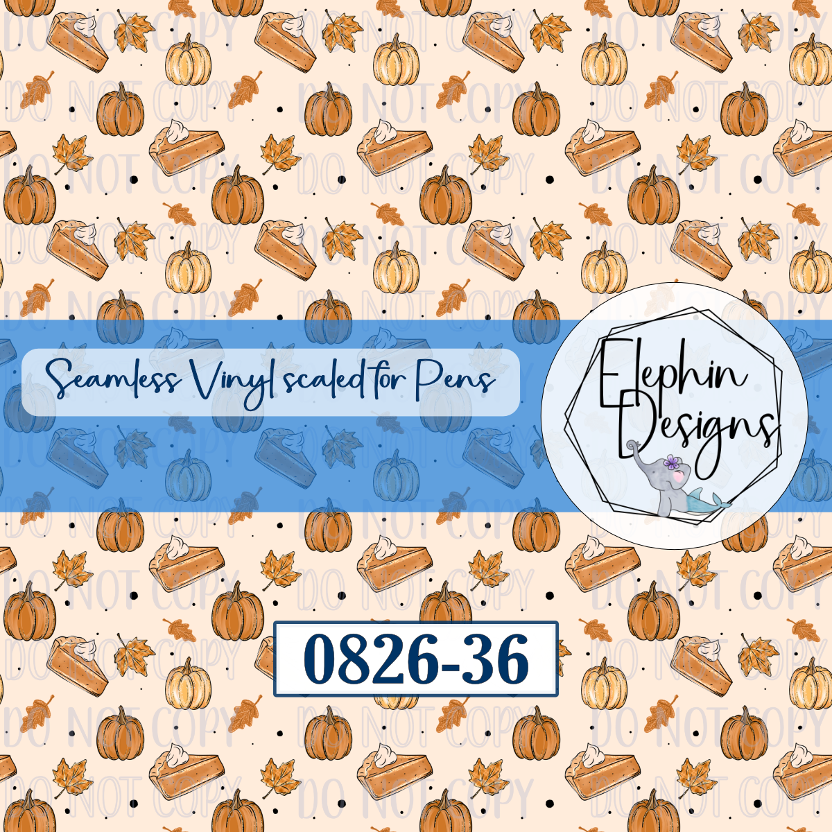 Fall Pumpkin Pie Seamless Printed Vinyl | 0826-36