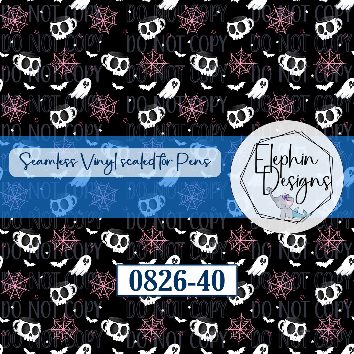 Skull Spider Web Seamless Printed Vinyl | 0826-40