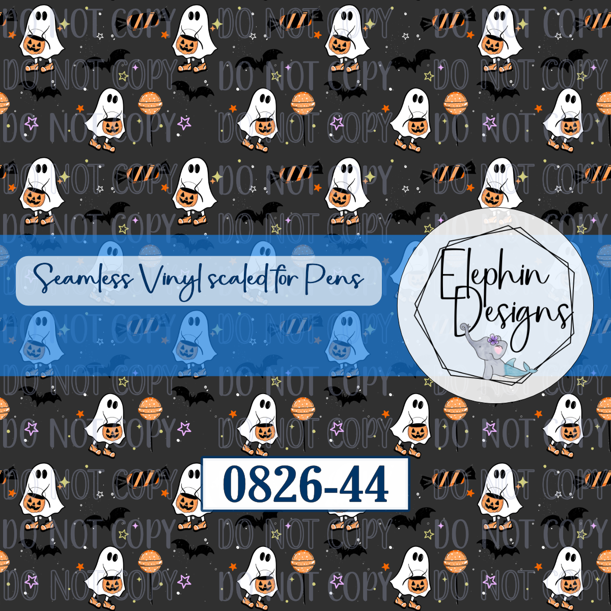 Ghost Trick or Treat Seamless Printed Vinyl | 0826-44