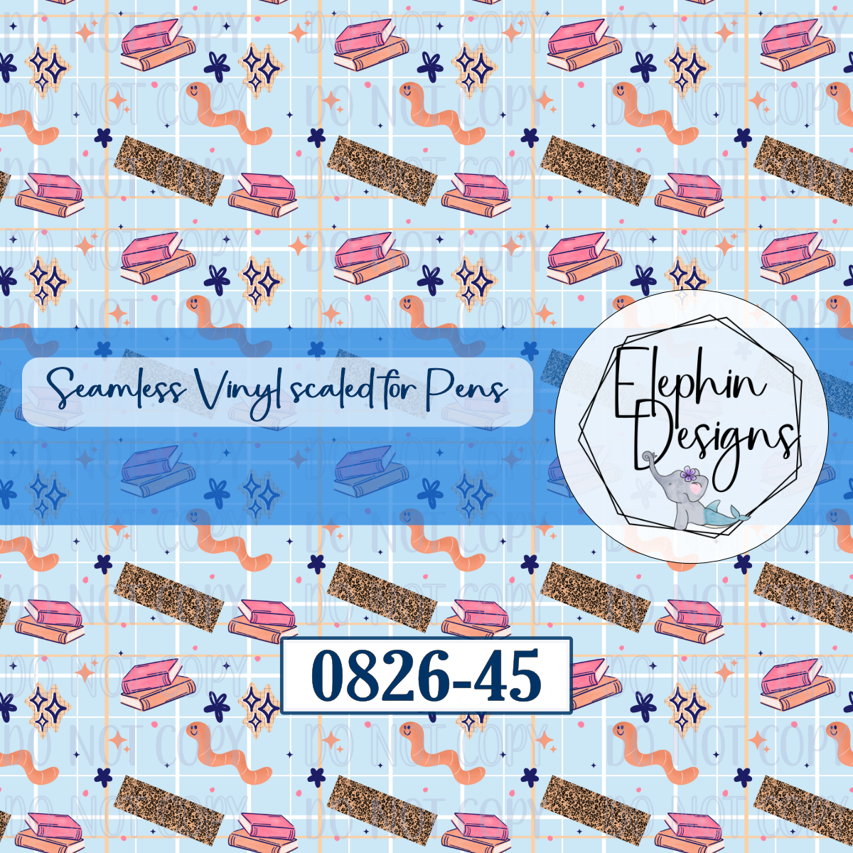 Bookworm Sparkle Seamless Printed Vinyl | 0826-45