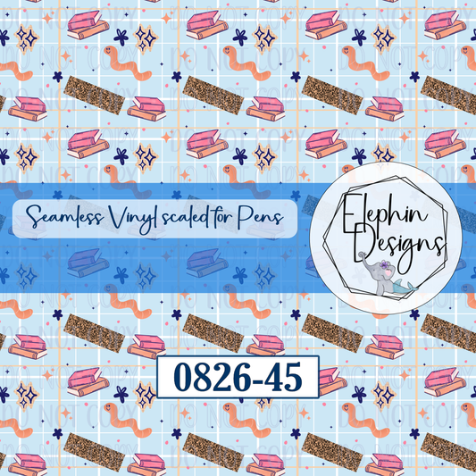 Bookworm Sparkle Seamless Printed Vinyl | 0826-45