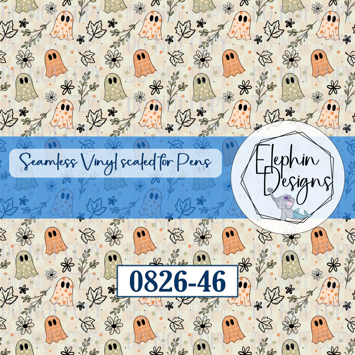 Boho Ghost Floral Seamless Printed Vinyl | 0826-46