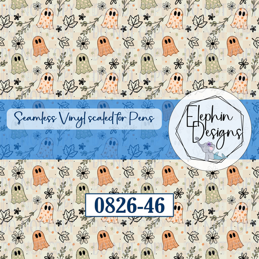 Boho Ghost Floral Seamless Printed Vinyl | 0826-46