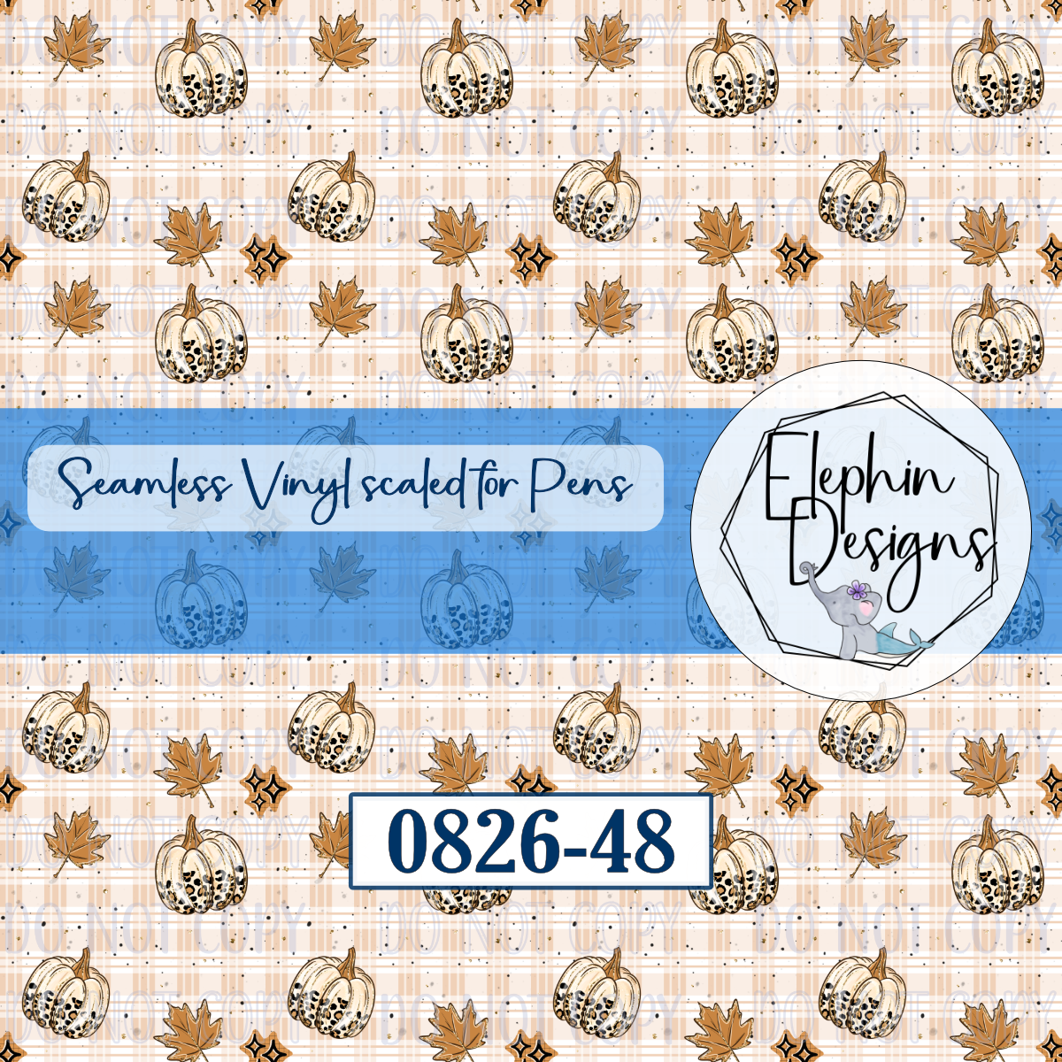 Leopard Pumpkin Plaid Seamless Printed Vinyl | 0826-48