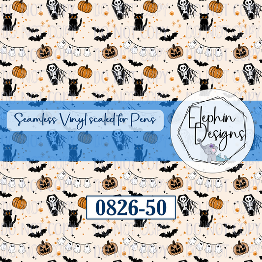 Black Cat Halloween Seamless Printed Vinyl | 0826-50
