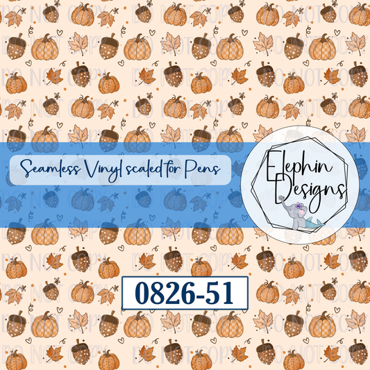 Pumpkin Acorn Seamless Printed Vinyl | 0826-51