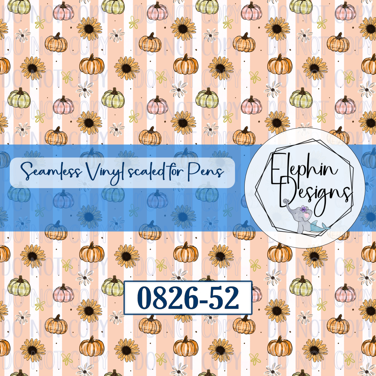 Pumpkin Sunflower Seamless Printed Vinyl | 0826-52
