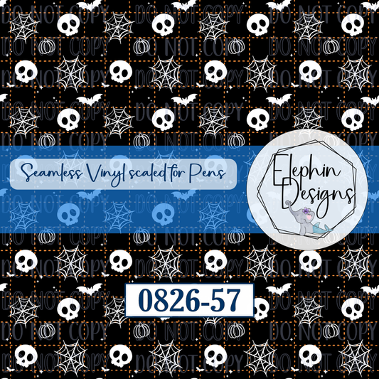 Skull Plaid Seamless Printed Vinyl | 0826-57