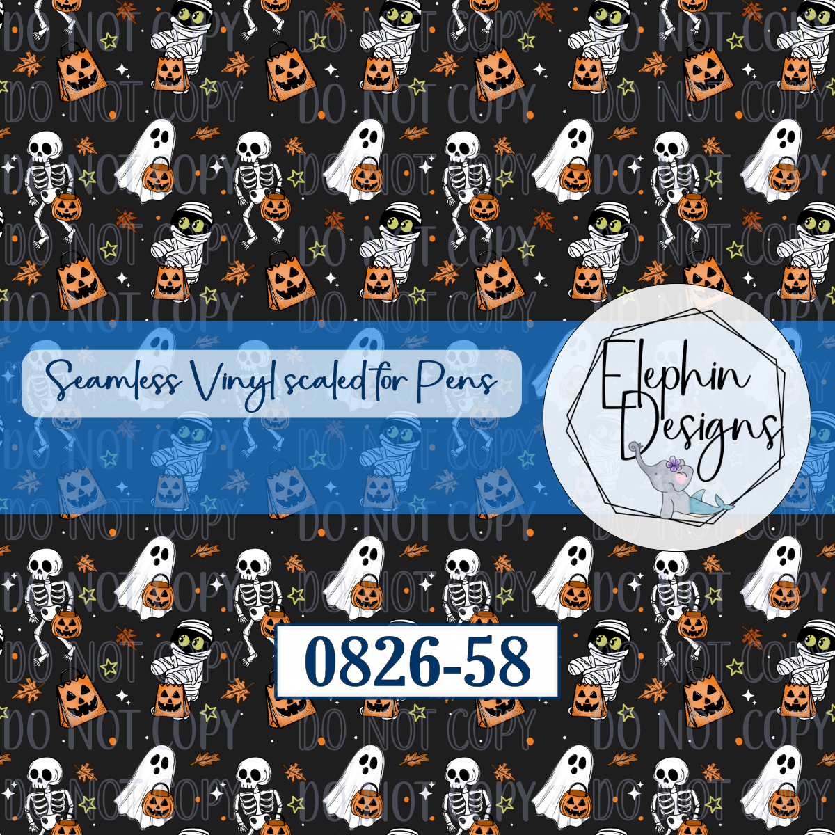 Skeleton Mummy Seamless Printed Vinyl | 0826-58
