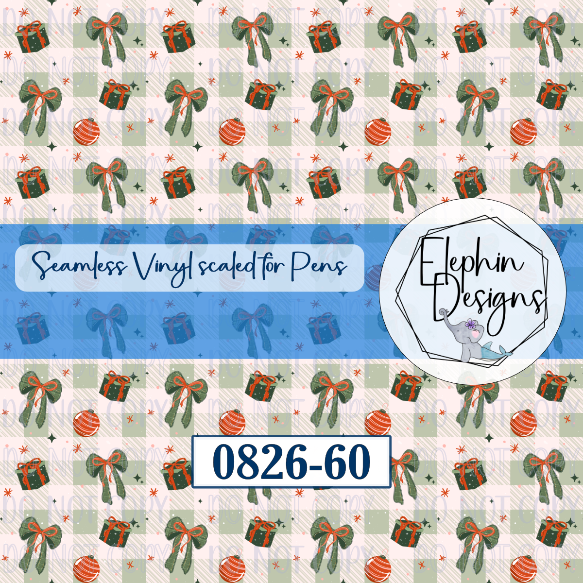 Christmas Gift Bow Seamless Printed Vinyl | 0826-60