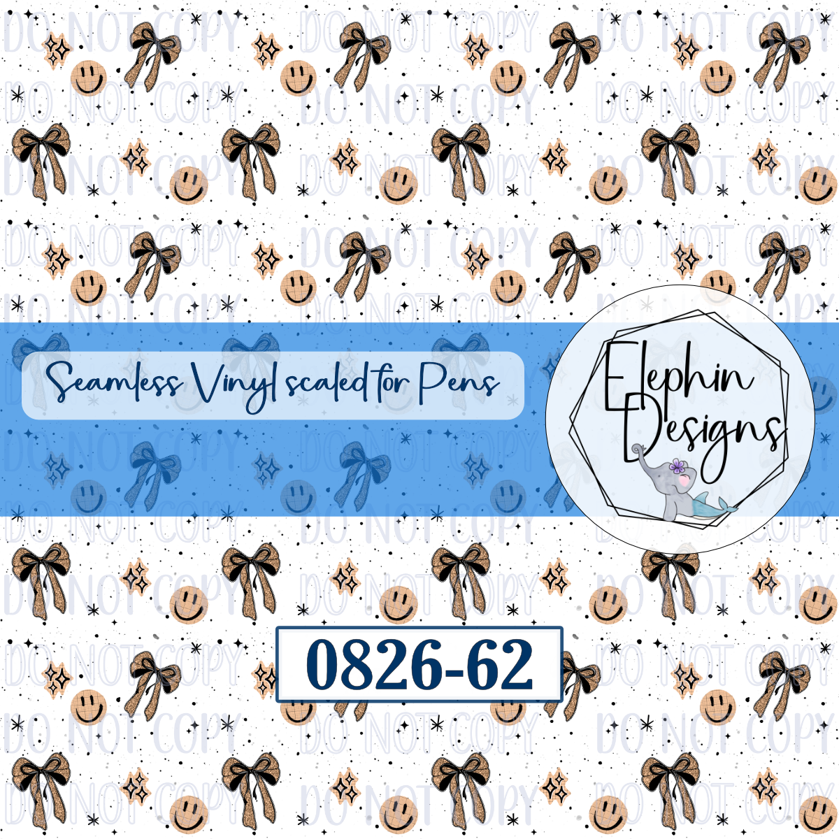 Leopard Bow Smiley Seamless Printed Vinyl | 0826-62