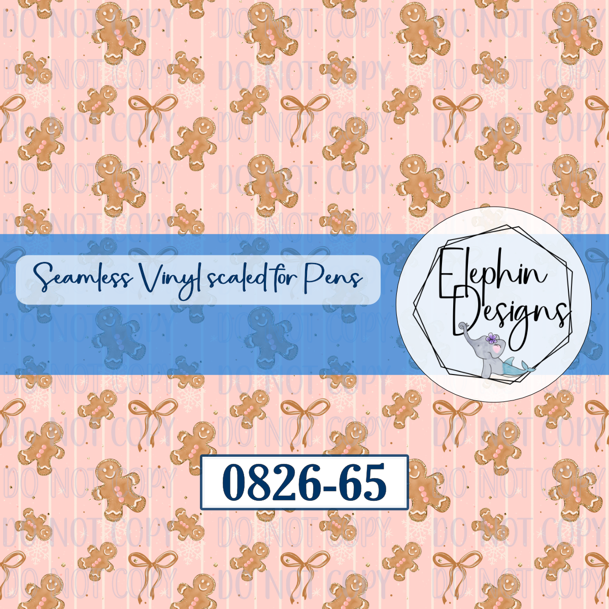 Gingerbread Bow Seamless Printed Vinyl | 0826-65