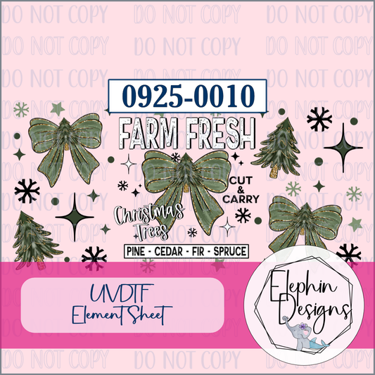UV DTF Element Sheet | Farm Fresh Trees and Bows | 0925-0010