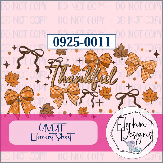 UV DTF Element Sheet | Thankful Bows and Leaves | 0925-0011