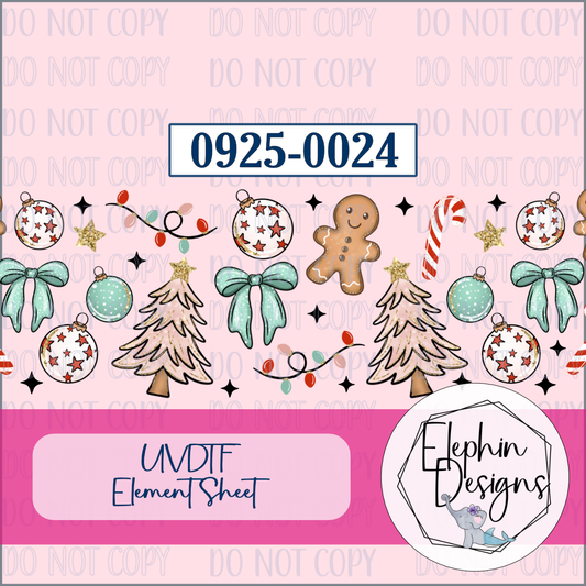 UV DTF Element Sheet | Mint Bows and Gingerbread | 0925-0024
