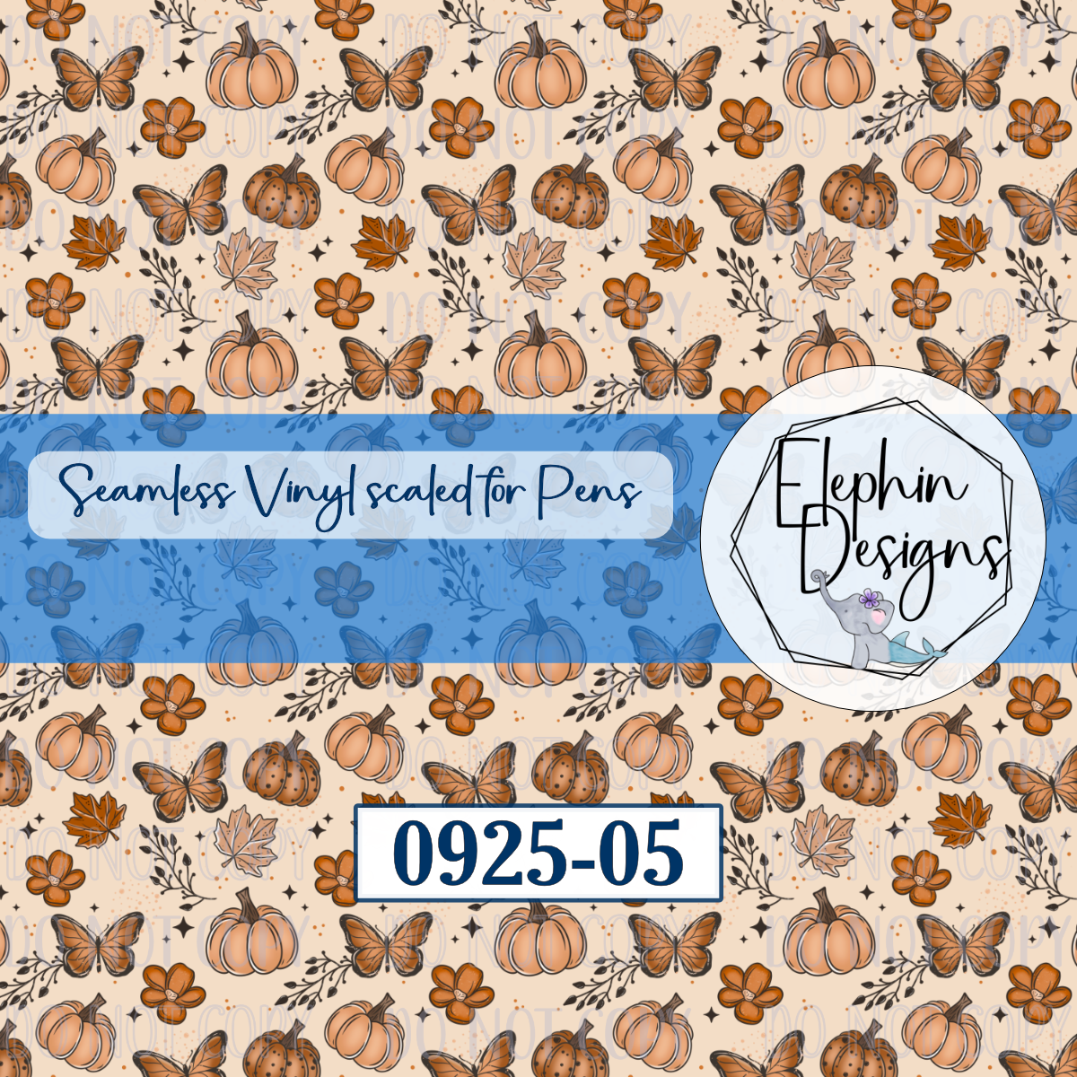 Pumpkin Butterfly Seamless Printed Vinyl | 0925-05