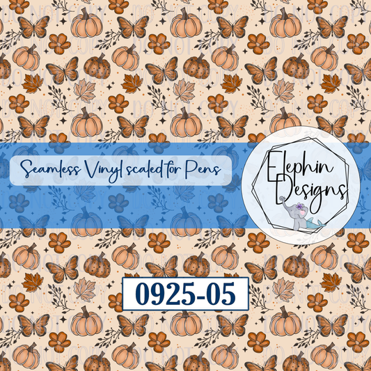 Pumpkin Butterfly Seamless Printed Vinyl | 0925-05