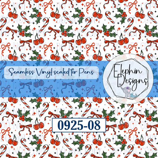 Cherry Holly Seamless Printed Vinyl | 0925-08