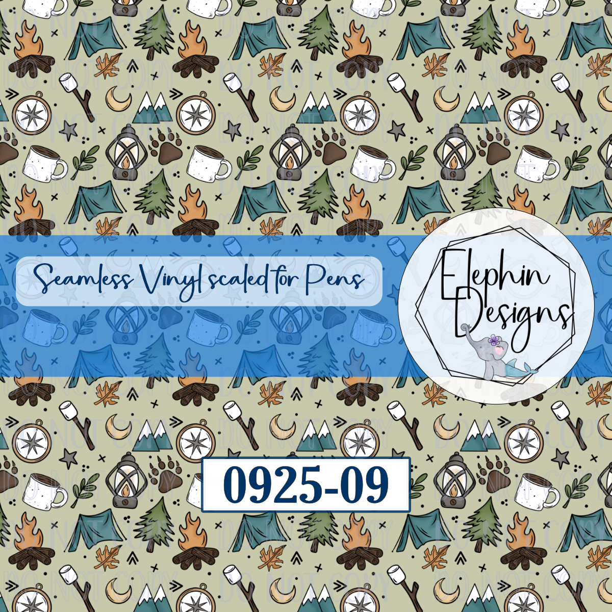 Tent Campfire Seamless Printed Vinyl | 0925-09