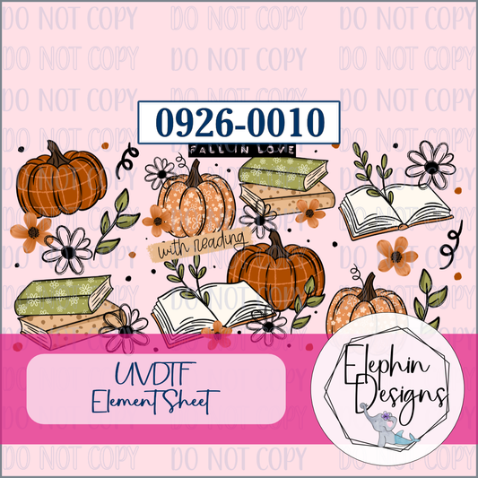 UV DTF Element Sheet | Fall in Love with Reading | 0926-0010