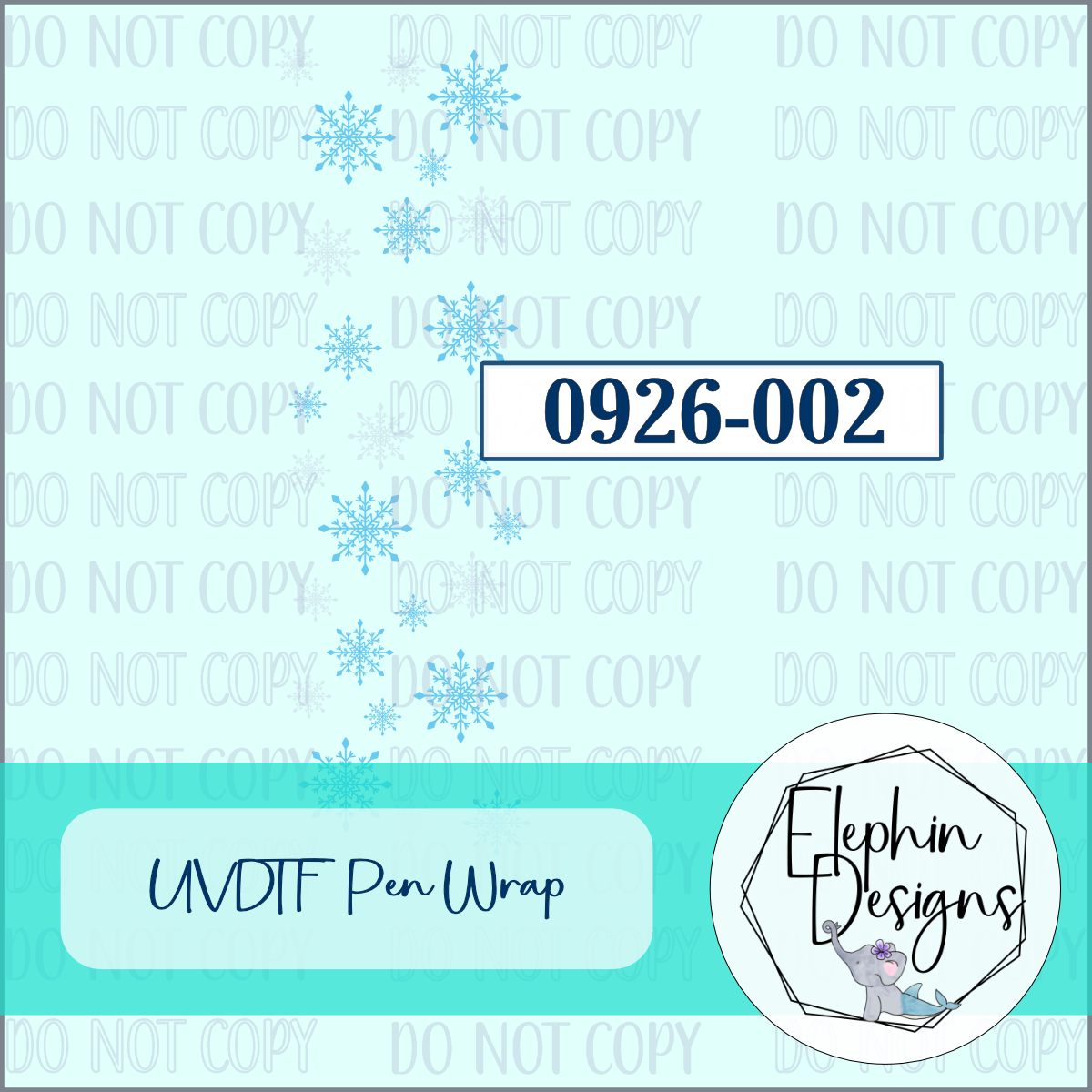UV DTF Pen Wrap | Blue Snowflakes | 0926-002