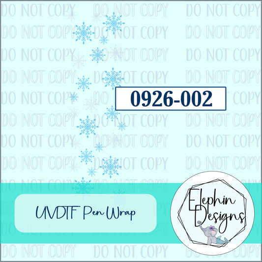 UV DTF Pen Wrap | Blue Snowflakes | 0926-002