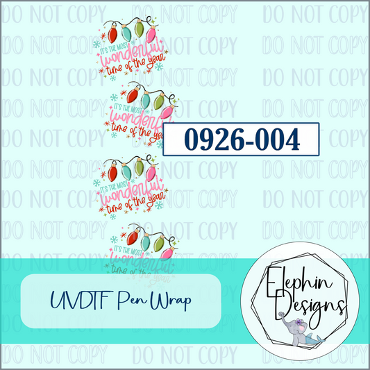 UV DTF Pen Wrap | Most Wonderful Time of the Year | 0926-004
