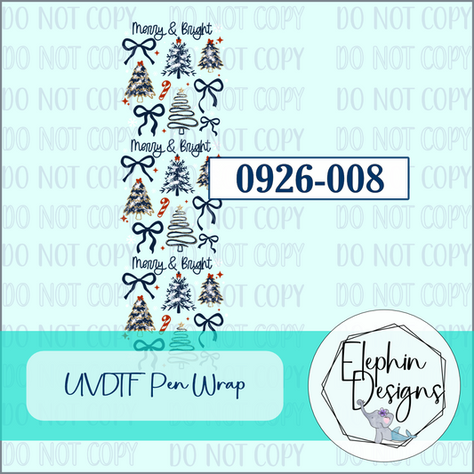 UV DTF Pen Wrap | Merry and Bright Trees and Bows | 0926-008