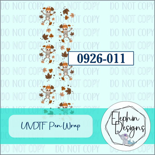 UV DTF Pen Wrap | Fall Skeletons and Leaves | 0926-011