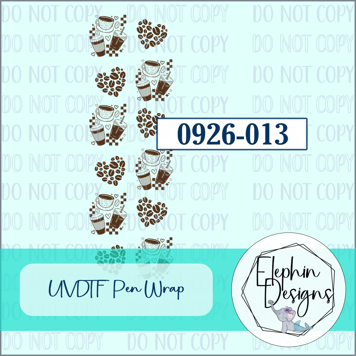 UV DTF Pen Wrap | Coffee Cups and Bean Hearts | 0926-013