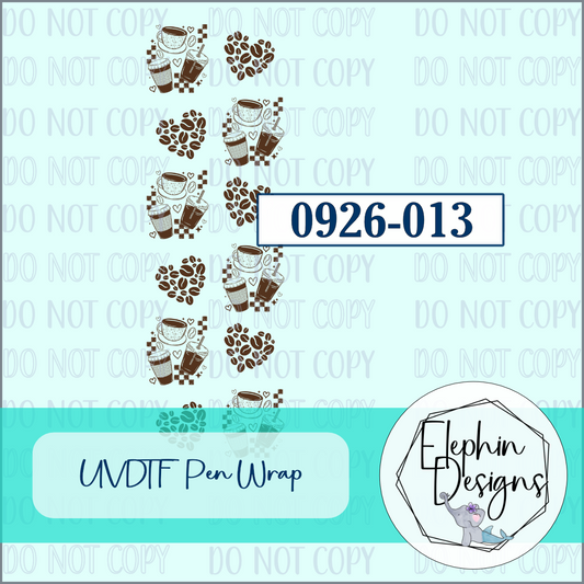 UV DTF Pen Wrap | Coffee Cups and Bean Hearts | 0926-013