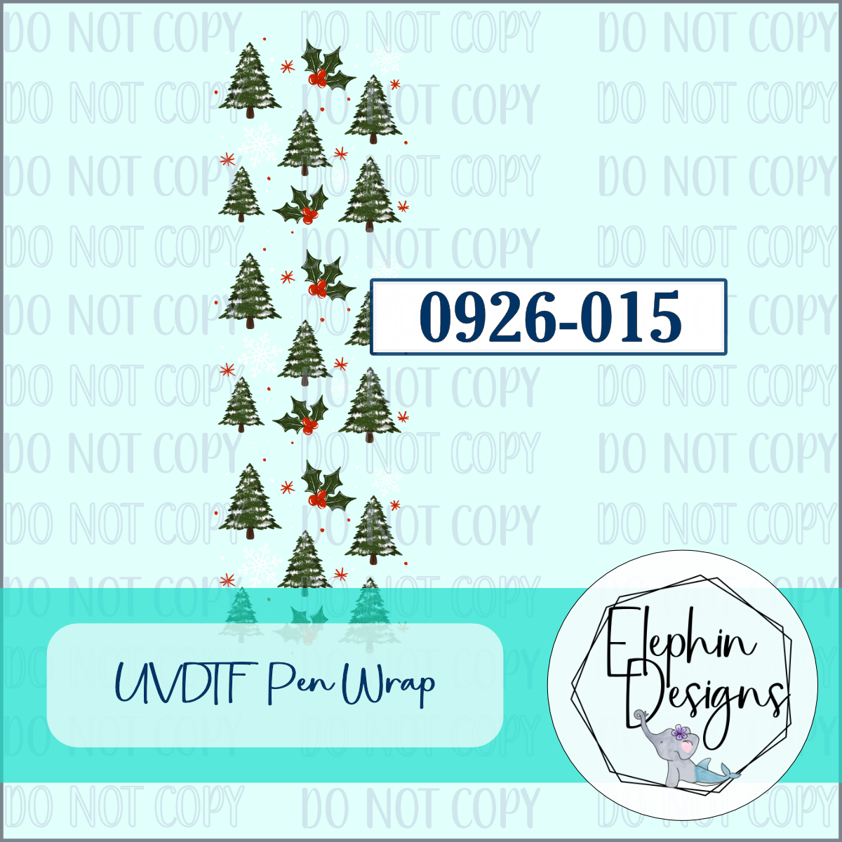 UV DTF Pen Wrap | Christmas Trees and Holly | 0926-015