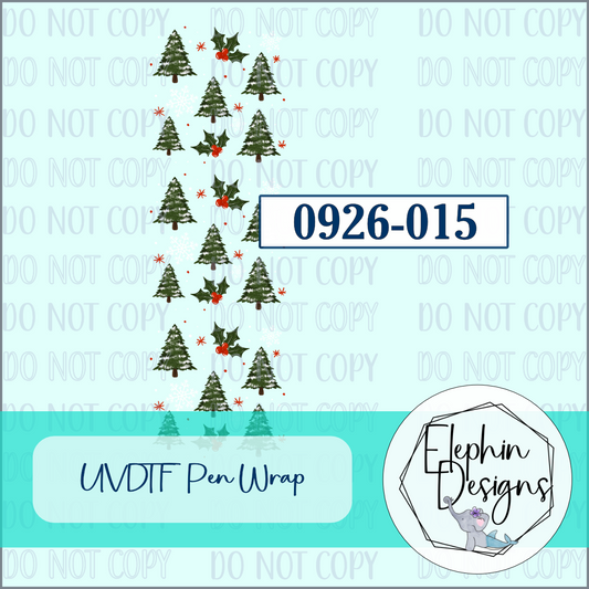 UV DTF Pen Wrap | Christmas Trees and Holly | 0926-015